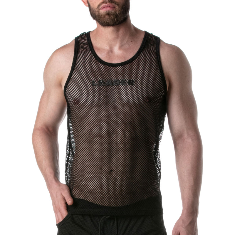 LEADER Débardeur en mesh TANK TOP Noir